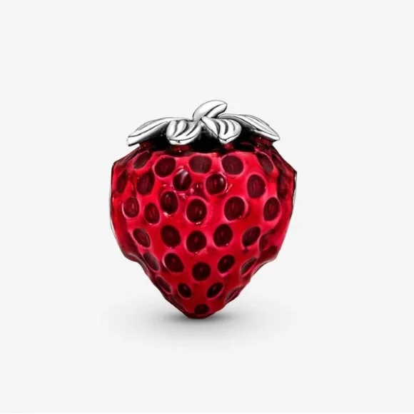 Pandora Seeded Strawberry Fruit Charm for Bracelet or Necklace charm NEW! - Picture 2 of 7